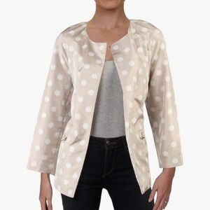 NWT Anne Klein Women’s Beige Polka Dot Blazer Jacket Sz L